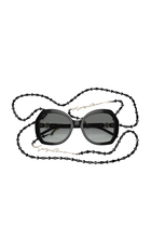 Cat-Eye Shiny Sunglasses with Blue Lenses